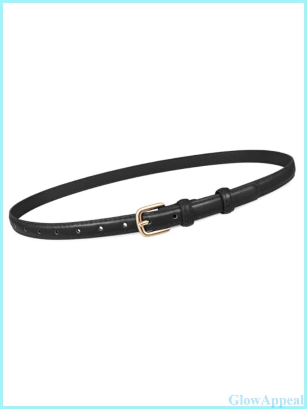 Skinny Faux Leather Belt Thin Waist Gold Buckle Adjustable for Jeans Dresses